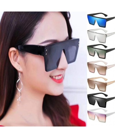 Square UV Protection Sunglasses for Women Men Full rim frame Square Acrylic Lens Plastic Frame Sunglass - A - CA1902XAYIN $8.76