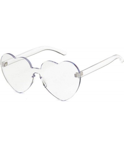 Rimless Women Beach Eyewear Cute Heartshape Frameless Sunglasses with Case UV400 - Tansparent - CJ18WQHUCUC $22.02