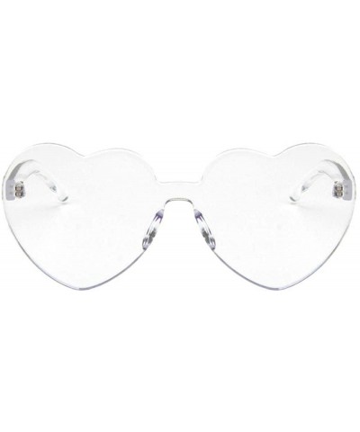 Rimless Women Beach Eyewear Cute Heartshape Frameless Sunglasses with Case UV400 - Tansparent - CJ18WQHUCUC $22.02