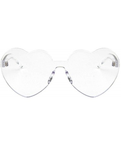 Rimless Women Beach Eyewear Cute Heartshape Frameless Sunglasses with Case UV400 - Tansparent - CJ18WQHUCUC $22.02