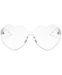Rimless Women Beach Eyewear Cute Heartshape Frameless Sunglasses with Case UV400 - Tansparent - CJ18WQHUCUC $22.02