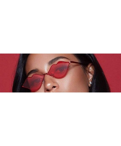 Wayfarer Lip Shape Retro Kiss Sunglasses Women Sun Glasses Alloy Mirror Sunglasses 100% UV400 Polarized Lenses - Gd007-2 - C3...