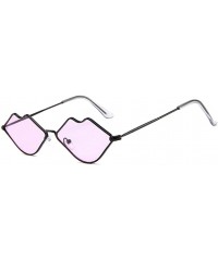 Wayfarer Lip Shape Retro Kiss Sunglasses Women Sun Glasses Alloy Mirror Sunglasses 100% UV400 Polarized Lenses - Gd007-2 - C3...