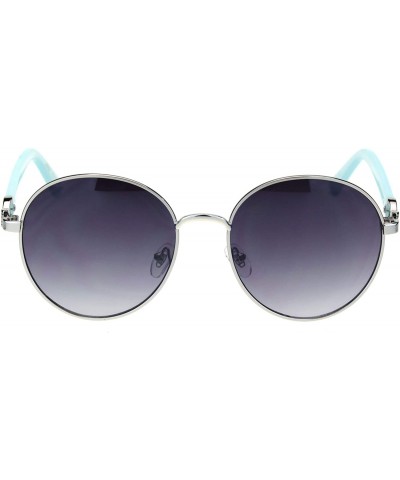 Round Womens Vintage Round Fashion Sunglasses Classy Chic Design UV 400 - Silver Blue (Smoke) - C018A28WHQ4 $23.72