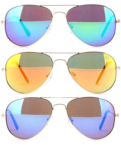 Aviator Newbee Fashion Classic Sunglasses Protection - 3 Pack Green- Orange & Blue - C31853608I6 $23.33