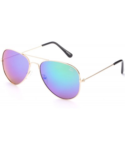 Aviator Newbee Fashion Classic Sunglasses Protection - 3 Pack Green- Orange & Blue - C31853608I6 $12.12