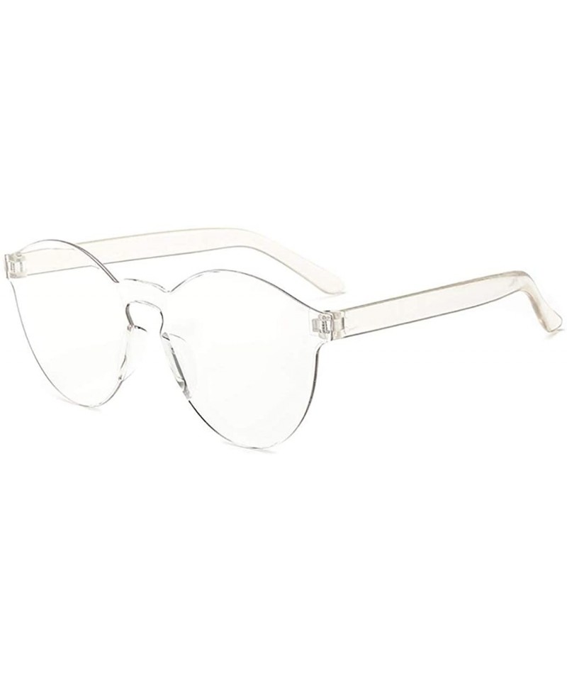 Round Unisex Fashion Candy Colors Round Outdoor Sunglasses Sunglasses - Transparent - CS199S7ZW2M $16.82