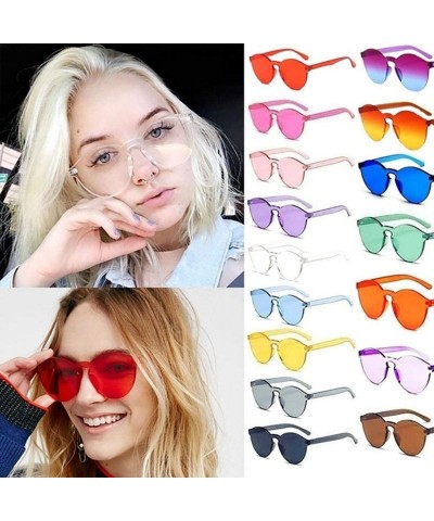 Round Unisex Fashion Candy Colors Round Outdoor Sunglasses Sunglasses - Transparent - CS199S7ZW2M $16.82