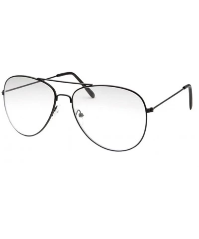Sport Clear Lens Aviator Eyeglasses - Black Large- Clear - CO12IH20KNB $17.88