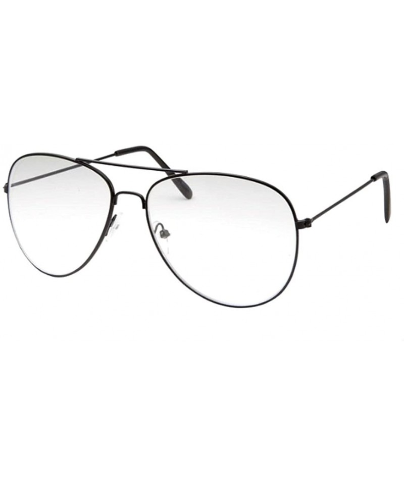 Sport Clear Lens Aviator Eyeglasses - Black Large- Clear - CO12IH20KNB $7.43