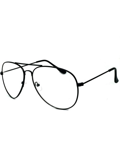 Sport Clear Lens Aviator Eyeglasses - Black Large- Clear - CO12IH20KNB $7.43