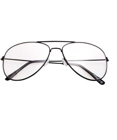 Sport Clear Lens Aviator Eyeglasses - Black Large- Clear - CO12IH20KNB $7.43