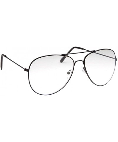 Sport Clear Lens Aviator Eyeglasses - Black Large- Clear - CO12IH20KNB $7.43