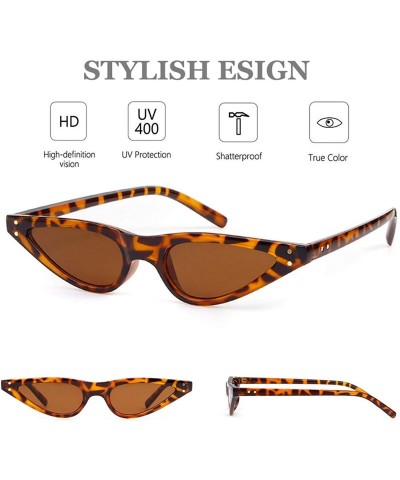 Cat Eye Vintage Retro Cat Eye Sunglasses for Women Small Designer Shade UV400 Glasses - Leopard - CU18DCXW3O4 $11.34
