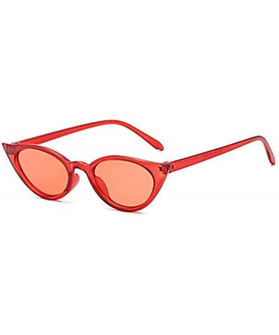Sport Men and women Cat's eye Fashion Small frame Sunglasses Retro glasses - Red - CF18LL9A3LE $18.91