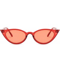 Sport Men and women Cat's eye Fashion Small frame Sunglasses Retro glasses - Red - CF18LL9A3LE $12.52