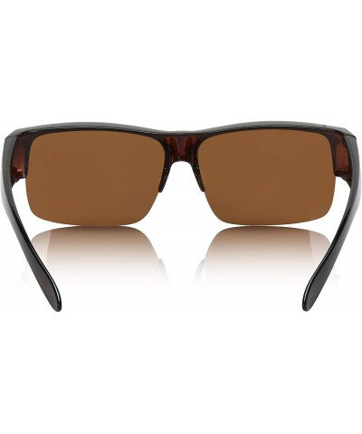 Semi-rimless Over Glasses Sunglasses Semi Rimless Polarized Lens Fitover Sunglasses - Brown - CY196QRWEDH $11.26