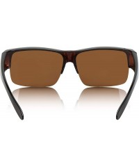 Semi-rimless Over Glasses Sunglasses Semi Rimless Polarized Lens Fitover Sunglasses - Brown - CY196QRWEDH $11.26