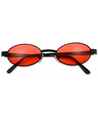 Oval Small 1990's Retro Narrow Oval Color Tinted Sunglasses Slim Metal Shades - Black Frame - Red - C318EGTY7RA $12.06