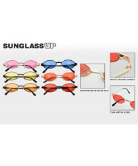 Oval Small 1990's Retro Narrow Oval Color Tinted Sunglasses Slim Metal Shades - Black Frame - Red - C318EGTY7RA $12.06