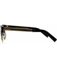 Rectangular Luxury Bling Rhinestone Half Horn Rim Rectangular Sunglasses - Tortoise Brown - CH18CT3X8KA $15.24