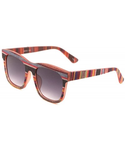 Oversized Native American Tribal Print Fabric Arms Square Oversized Sunglasses - Navajo - Peach Frame - CI18DSKLCY2 $21.10