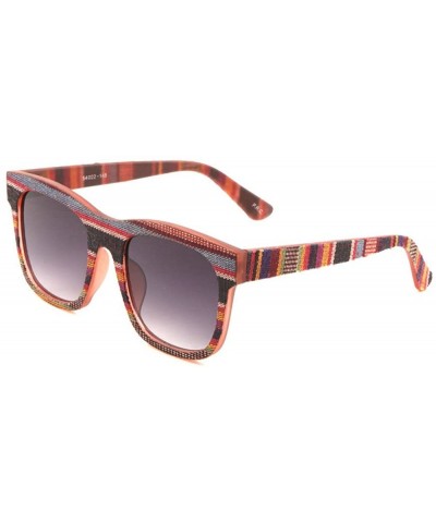 Oversized Native American Tribal Print Fabric Arms Square Oversized Sunglasses - Navajo - Peach Frame - CI18DSKLCY2 $13.50