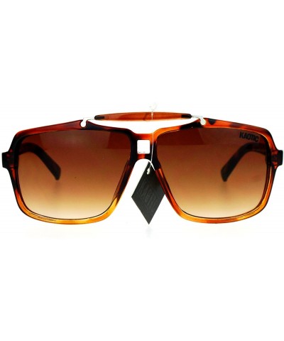 Rectangular Mens Retro Squared Matte Plastic Pilot Racer Sunglasses - Tortoise - C3125RFVEVX $8.34