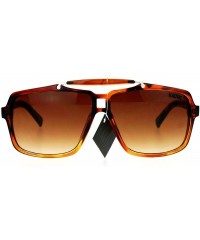 Rectangular Mens Retro Squared Matte Plastic Pilot Racer Sunglasses - Tortoise - C3125RFVEVX $8.34