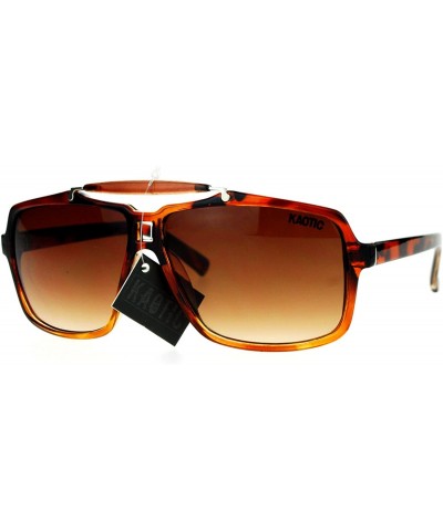 Rectangular Mens Retro Squared Matte Plastic Pilot Racer Sunglasses - Tortoise - C3125RFVEVX $19.81