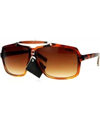 Rectangular Mens Retro Squared Matte Plastic Pilot Racer Sunglasses - Tortoise - C3125RFVEVX $8.34