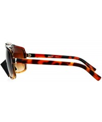 Rectangular Mens Retro Squared Matte Plastic Pilot Racer Sunglasses - Tortoise - C3125RFVEVX $19.81