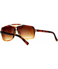 Rectangular Mens Retro Squared Matte Plastic Pilot Racer Sunglasses - Tortoise - C3125RFVEVX $8.34