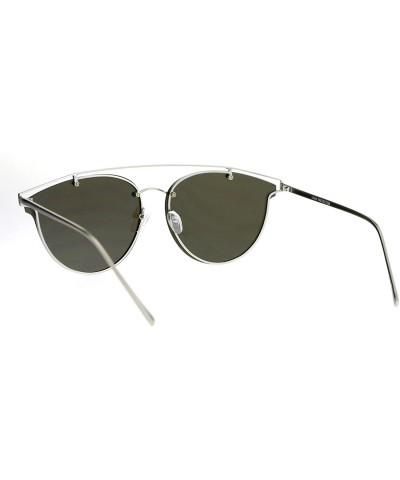 Rimless Womens Sunglasses Trendy Arched Metal Top Rims Behind Mirror Lens UV400 - Silver (Blue Mirror) - C1186L3K95N $12.25