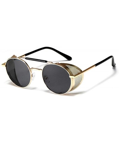 Oval European and American steampunk glasses bright men's sunglasses retro sunglasses frog mirror - CJ190MQ3EKD $59.73