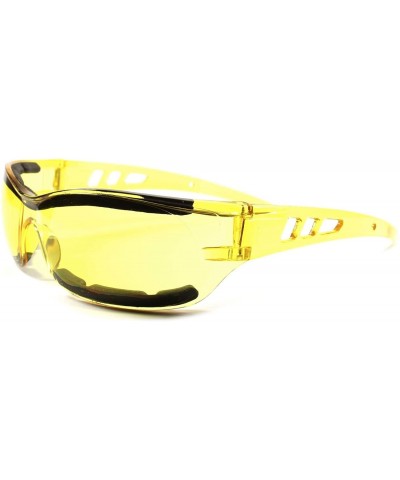 Sport Motorcycle Biker Lens Day Night Riding Foam Padded Sport Sunglasses - Yellow - CE189AN700W $23.46