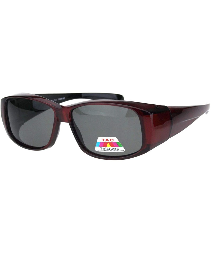 Rectangular Antiglare Polarized 58MM Light Weight Fit Over Rectangular Sunglasses - Red Black - CZ18IILGLT7 $9.42