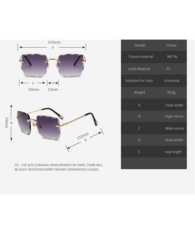 Rimless Sunglasses Mens Womens Rimless Rectangular Eyewear Retro Oversized Fashion Glasses Diamond Cut - Brown - C6198Q42Q4W ...