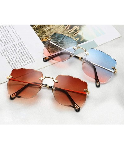 Rimless Sunglasses Mens Womens Rimless Rectangular Eyewear Retro Oversized Fashion Glasses Diamond Cut - Brown - C6198Q42Q4W ...