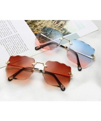 Rimless Sunglasses Mens Womens Rimless Rectangular Eyewear Retro Oversized Fashion Glasses Diamond Cut - Brown - C6198Q42Q4W ...