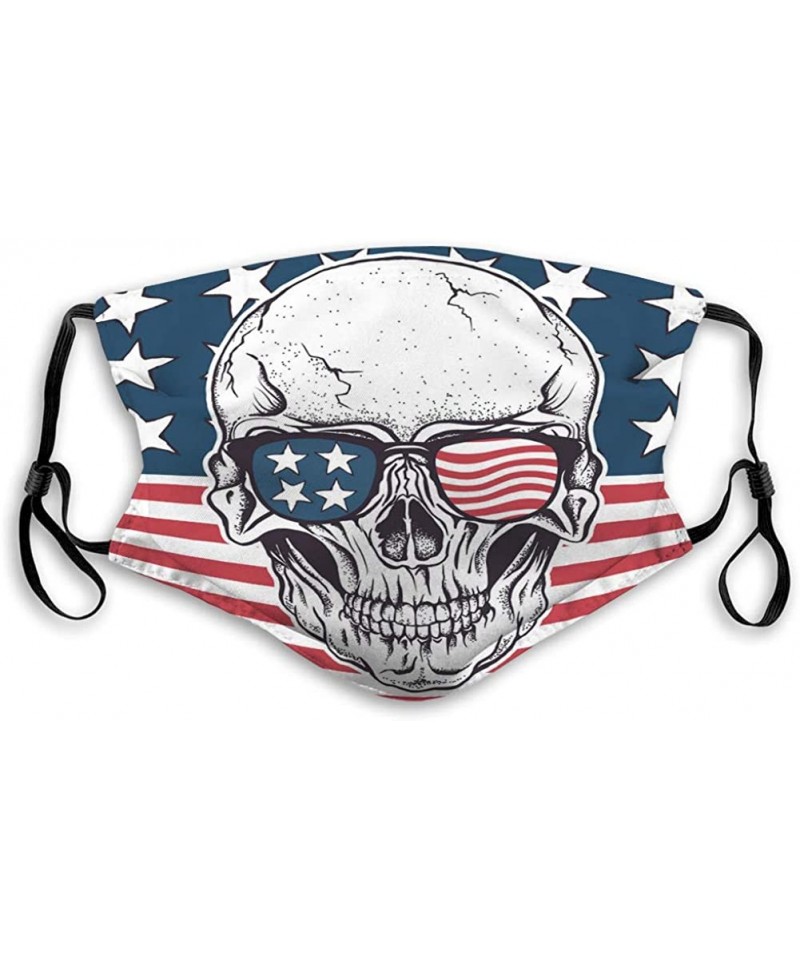 Shield Adjustable Safety Covers for Most People American Skull in Sunglasses on USA Flag Unisex Shield - CU199ZMA9WT $13.05