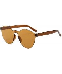 Round Unisex Fashion Candy Colors Round Outdoor Sunglasses Sunglasses - Brown - C81908C0ZIW $20.15