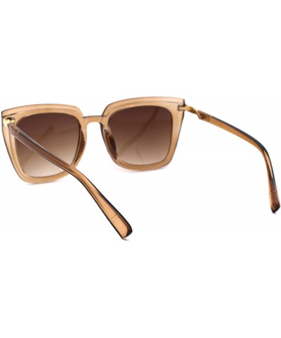 Rectangular Womens Designer 90s Boyfriend Square Rectangular Sunglasses - Beige Brown - CC18YLEH65S $15.38
