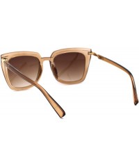 Rectangular Womens Designer 90s Boyfriend Square Rectangular Sunglasses - Beige Brown - CC18YLEH65S $15.38