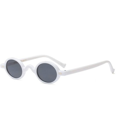 Round Punk Small Round Sunglasses for Women Vintage Brand Sun Glasses Male Chic Mini Eyewear Black Red Shades - White - C4192...