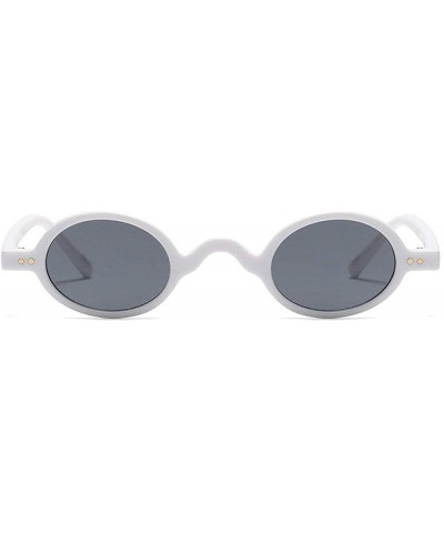 Round Punk Small Round Sunglasses for Women Vintage Brand Sun Glasses Male Chic Mini Eyewear Black Red Shades - White - C4192...