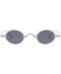 Round Punk Small Round Sunglasses for Women Vintage Brand Sun Glasses Male Chic Mini Eyewear Black Red Shades - White - C4192...