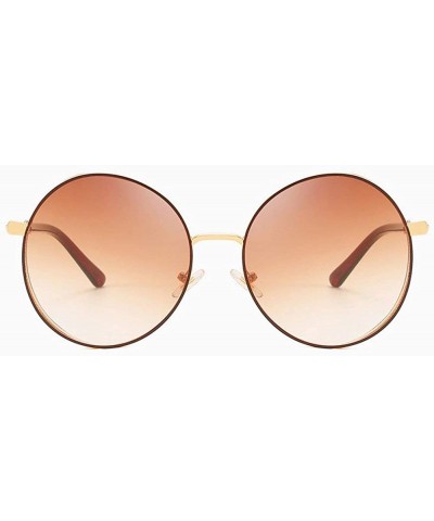 Oversized Hip-Hop Punk Round Metal Oversized Frame Clear Color Lens Sunglasses - Black&tea - CL18LDSZAYW $12.35