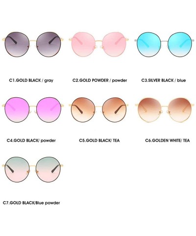 Oversized Hip-Hop Punk Round Metal Oversized Frame Clear Color Lens Sunglasses - Black&tea - CL18LDSZAYW $12.35