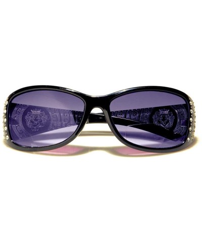 Rectangular Womens Designer Bifocal Sunglasses with Rhinestones - Hard Case Included - Black - CY11W2OPVAH $15.81